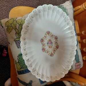 Vintage Floral Oval Serving Platter